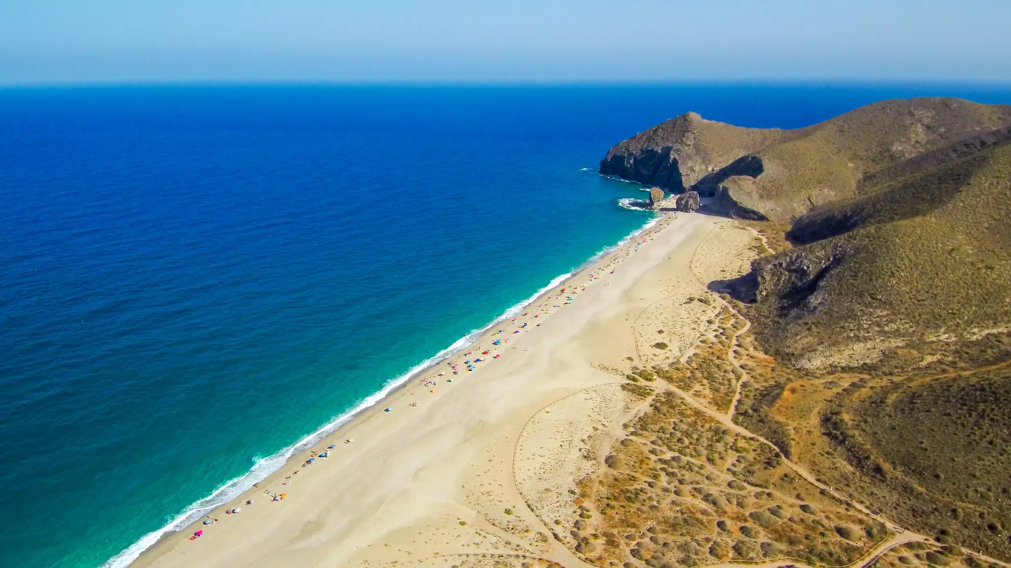 Beautiful beach in Cabo de Gata. Playa de los Muertos. Spain. Aerial photo