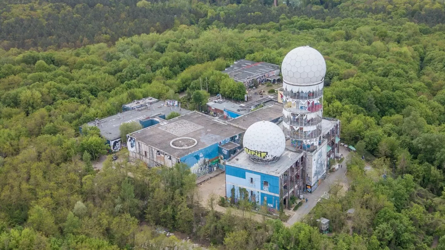 Berlin, Germany - May 3, 2019: Aerial view of Spying station on Teufelsberg (DDR history) in Berlin, Germany, License Type: media, Download Time: 2025-11-05T17:56:56.000Z, User: dorota_littlerobindesign, Editorial: true, purchase_order: 56530 - Guidebooks, job: Global Publishing WIP, client: Berlin 13, other: Dorota Michalec