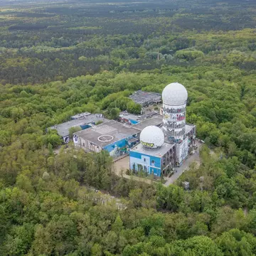 Berlin, Germany - May 3, 2019: Aerial view of Spying station on Teufelsberg (DDR history) in Berlin, Germany, License Type: media, Download Time: 2025-11-05T17:56:56.000Z, User: dorota_littlerobindesign, Editorial: true, purchase_order: 56530 - Guidebooks, job: Global Publishing WIP, client: Berlin 13, other: Dorota Michalec