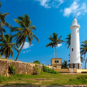 Scenic view at white lighthouse in Galle fort