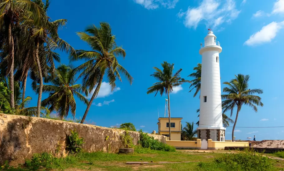 Scenic view at white lighthouse in Galle fort