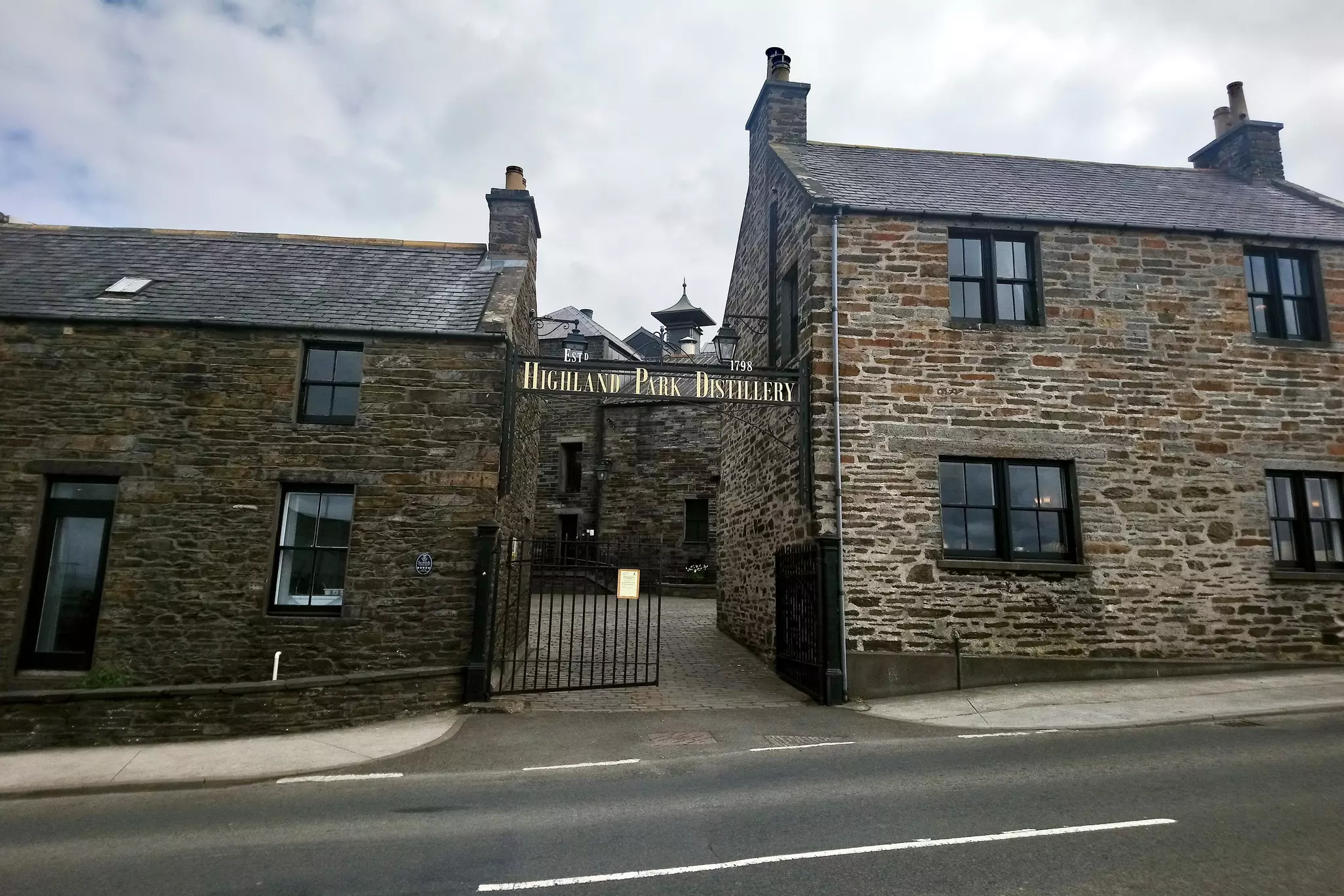 The entrance of the Highland Park Whisky Distillery, Kirkwall, Orkney, Scotland.
