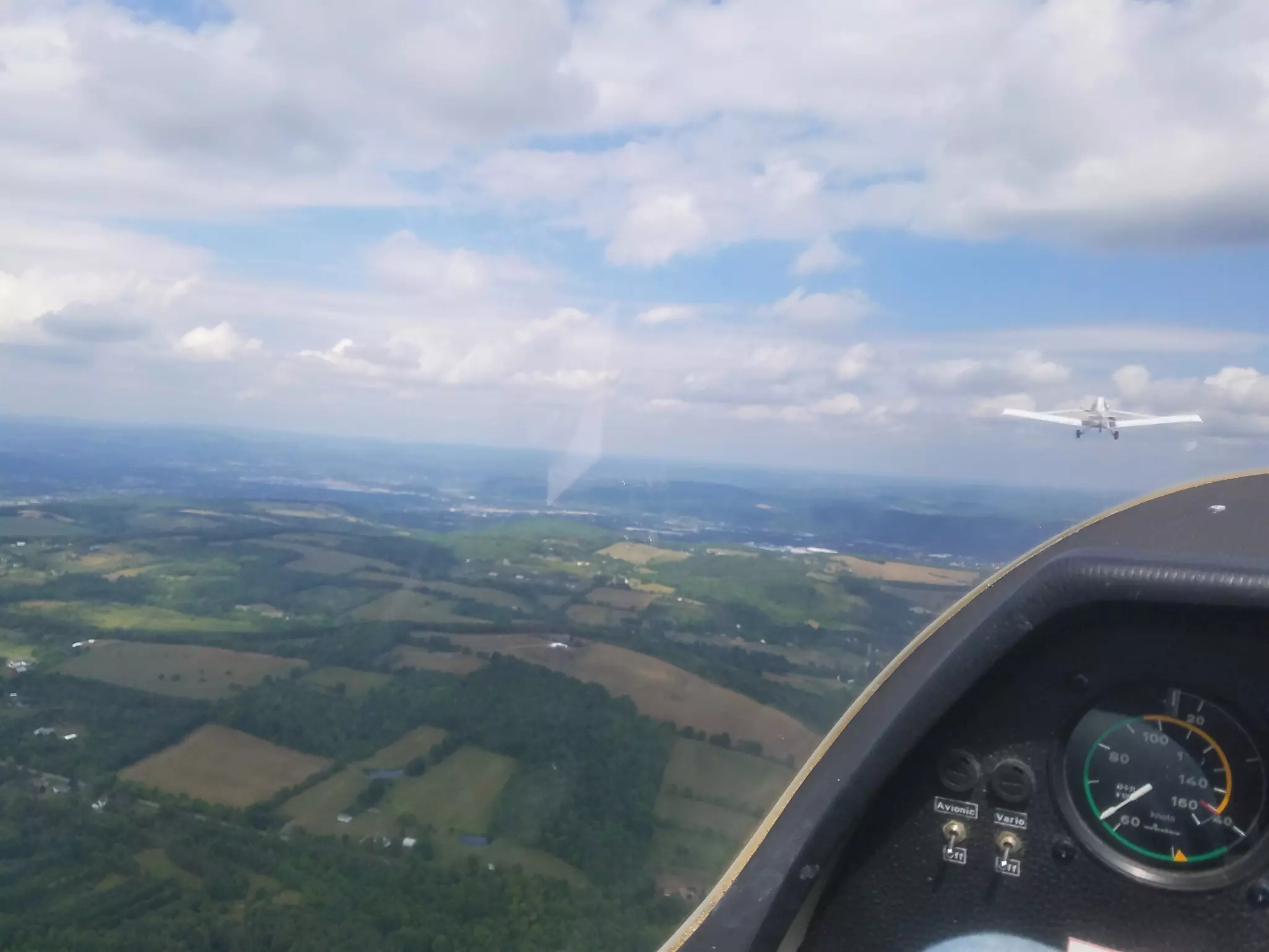 View of the Chemung Valley region from the seat of a motorless airplane, or glider, via the Harris Hill Soaring Corp.