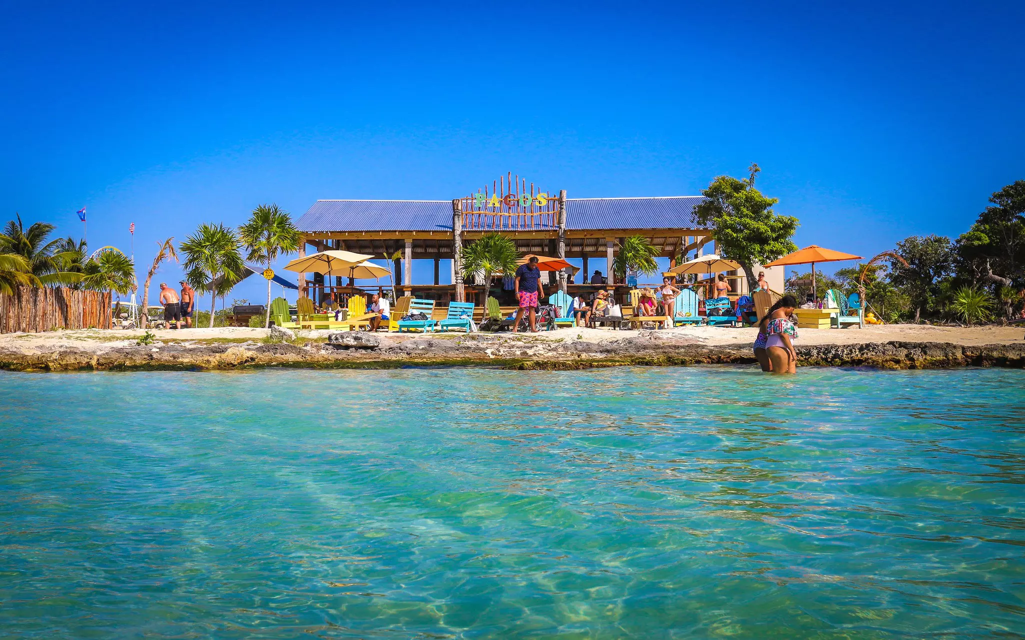 The popular Secret Beach area on Ambergris Caye, Belize.