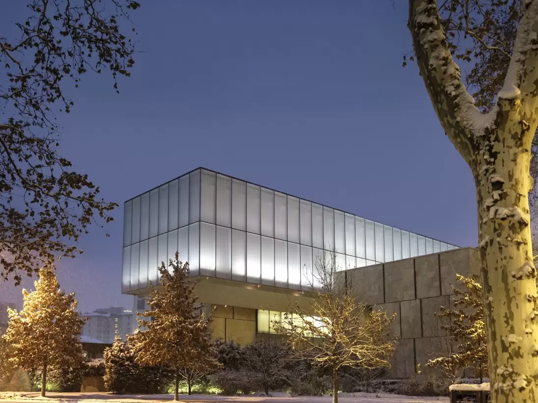 The facade of the Barnes Foundation art museum in Philadelphia, Pennsylvania