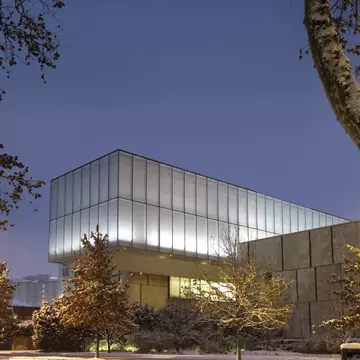 The facade of the Barnes Foundation art museum in Philadelphia, Pennsylvania