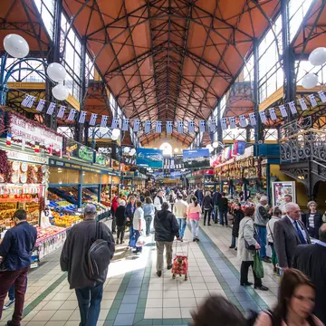 A Budapest landmark, the Great Market Hall (Nagycsarnok) is the place to go for local delicacies. Fat Jackey / Shutterstock
