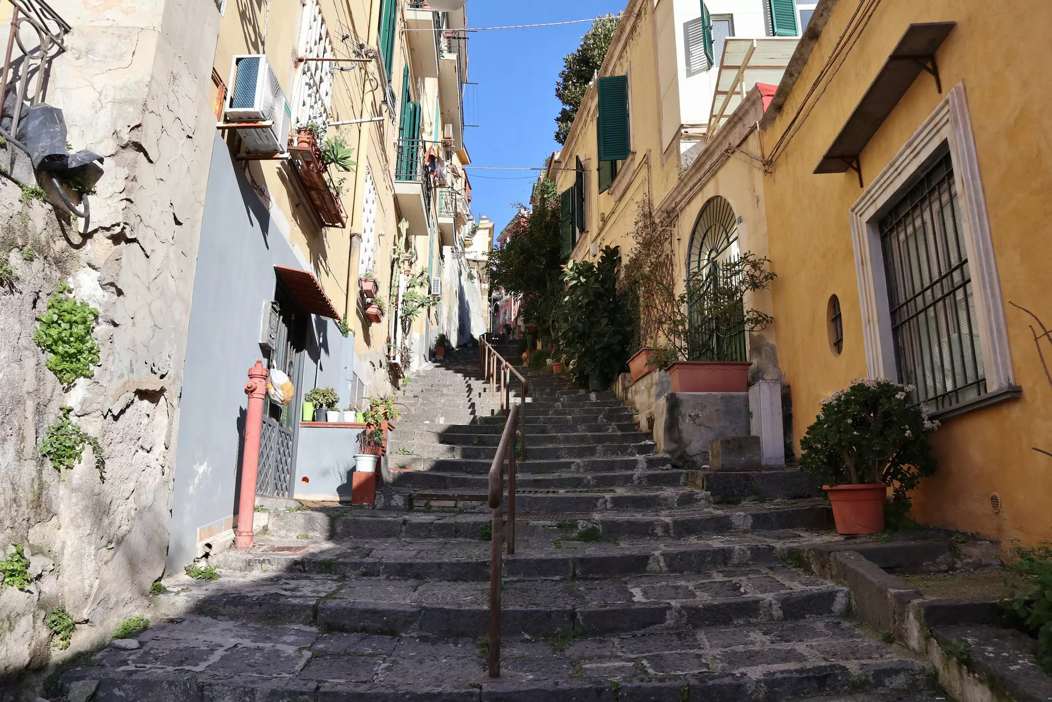 A pedamentine, or staired walkway, in Naples, Italy. 
