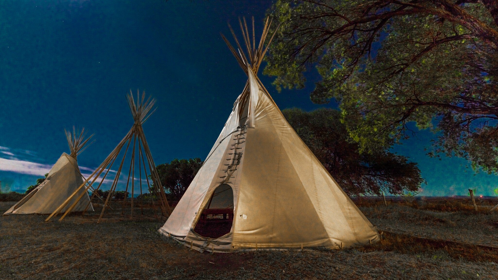 SEPTEMBER 26, 2018 - UTE INDIAN MUSEUM, MONTROSE, COLORADO, USA - Moonlight on Indian Tepee at Ute Indian Museum, Montrose, Colorado; Shutterstock ID 1223023450;