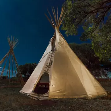 SEPTEMBER 26, 2018 - UTE INDIAN MUSEUM, MONTROSE, COLORADO, USA - Moonlight on Indian Tepee at Ute Indian Museum, Montrose, Colorado; Shutterstock ID 1223023450;