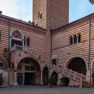 The Achille Forti Modern Art Gallery in the Palazzo della Ragione complex, featuring modern works  in Verona, Italy