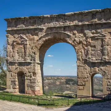 The Roman arch of Medinaceli is a Roman Triumphal arch located in Medinaceli, in Castile and León, Spain.; Shutterstock ID 1624439158;
