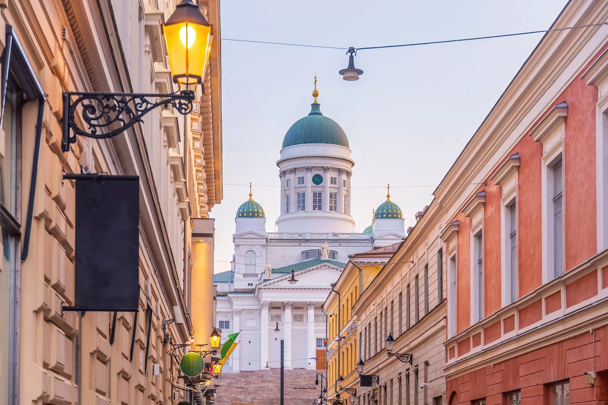 Helsinki's cathedral at sunset.