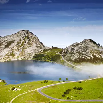 Lake Enol, one of the Lakes of Covadonga as seen from La Picota in Picos De Europa.
Lonely Planet Traveller Magazine, Issue 33, Spain, Fork in the road