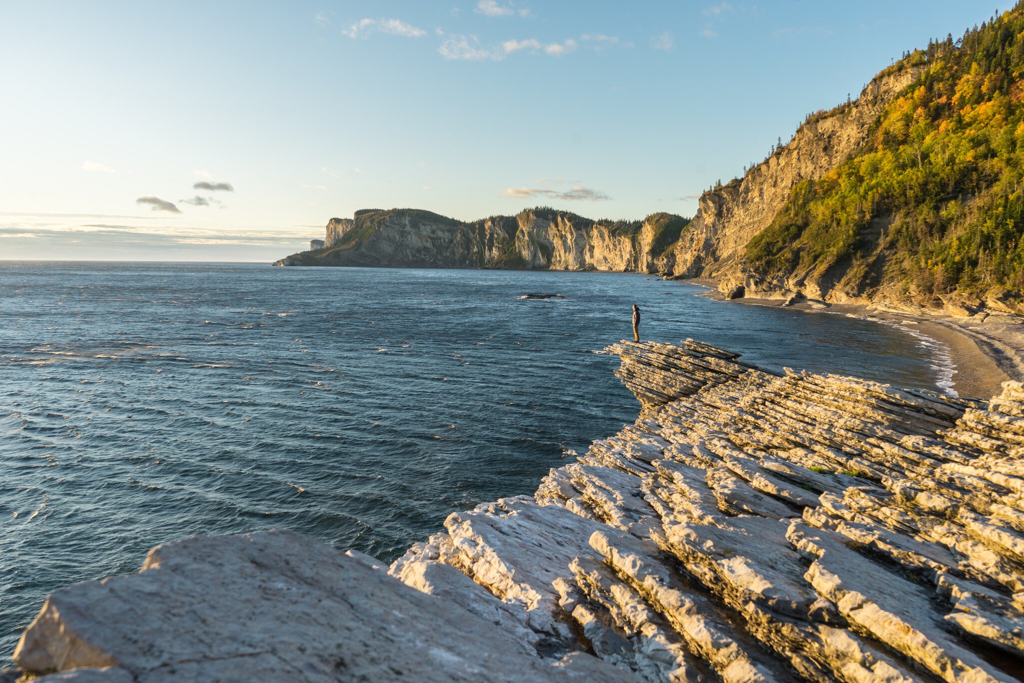 View of sunrise at the Cap-Bon-Ami vantage point in Forillon National Park, Canada.