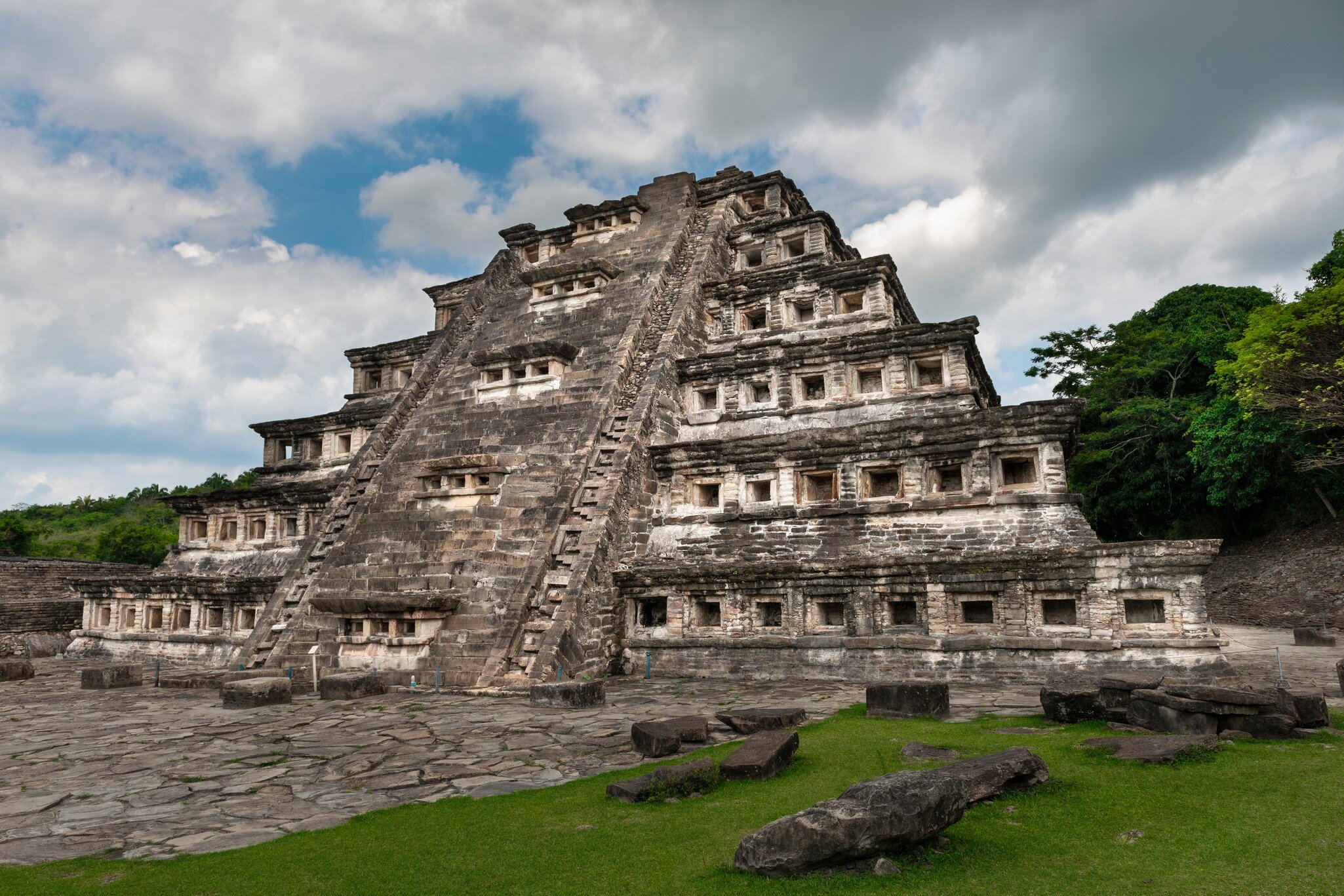 The Pyramid of the Niches at the EL Tajin archeological site, in Papantla, Veracruz, Mexico.