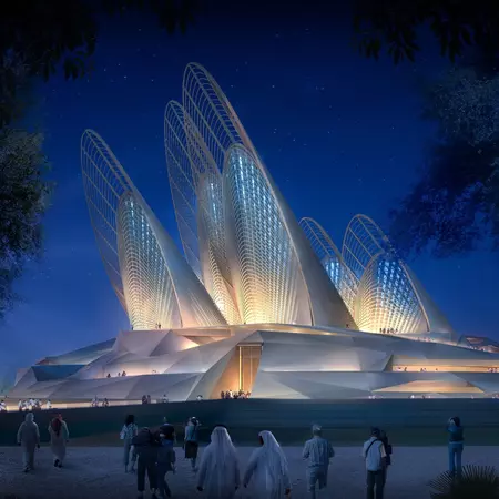 A digital rendering of the Zayed National Museum, designed by Foster + Partners, set to open in 2025 in the Saadiyat Cultural District, Abu Dhabi, United Arab Emirates