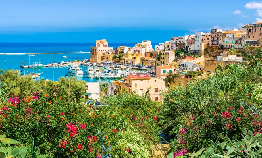 Sicilian port of Castellammare del Golfo, amazing coastal village of Sicily island, province of Trapani, Italy