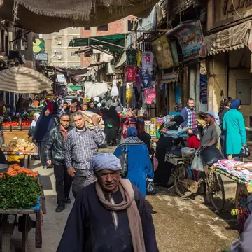 CAIRO, EGYPT - JANUARY 29, 2019: El-Khayamiya (Tentmakers) street in Cairo, Egypt; Shutterstock ID 2182498967;