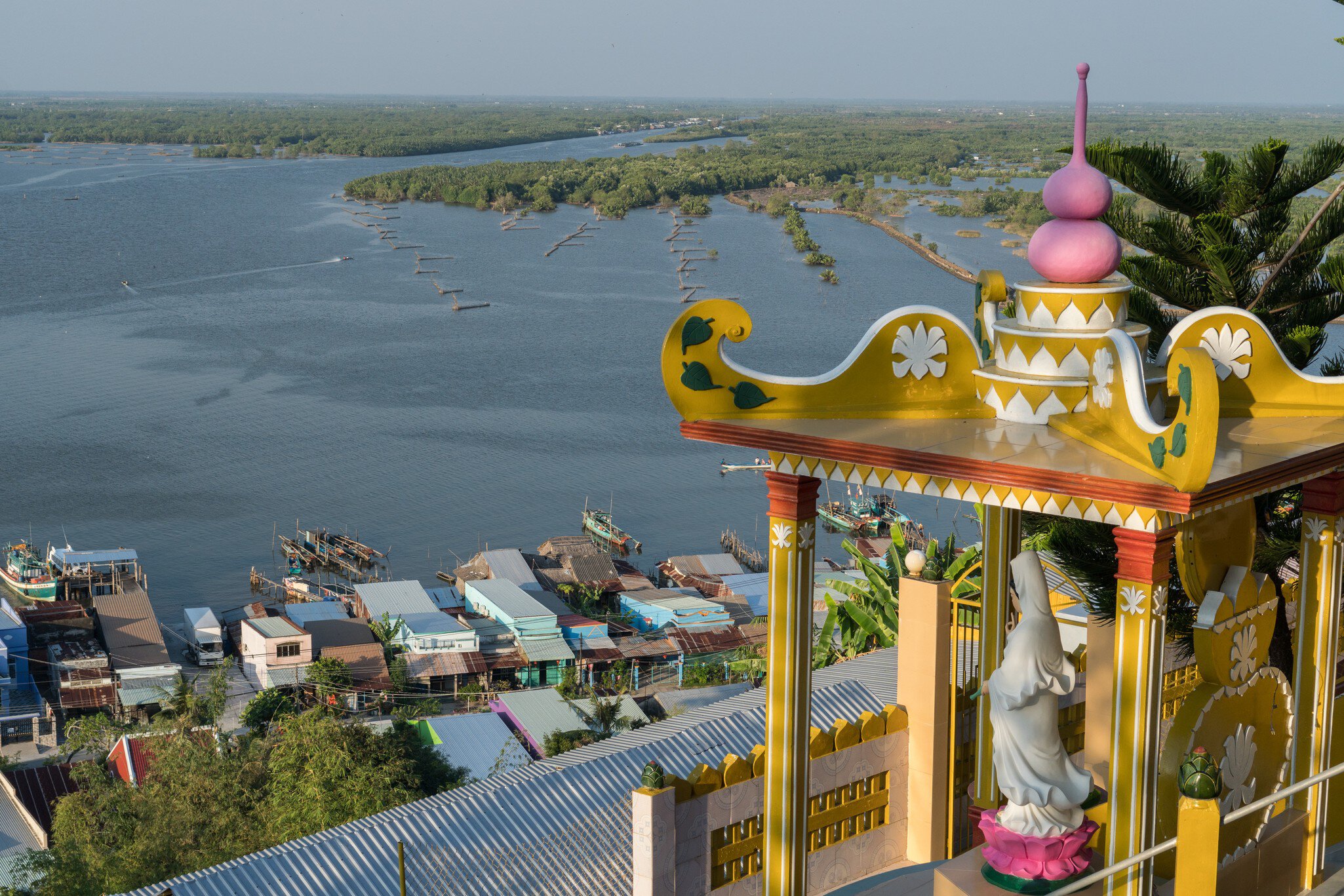 View across the water from the top of the Ngoc Tien Monastery in Ha Tien, Vietnam.