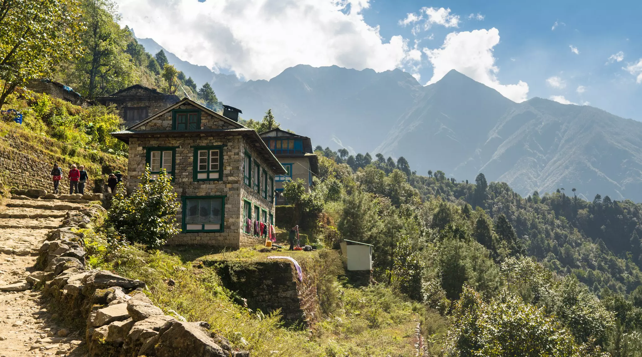 A guesthouse in the mountains of Nepal along the Everest Base Camp trek.