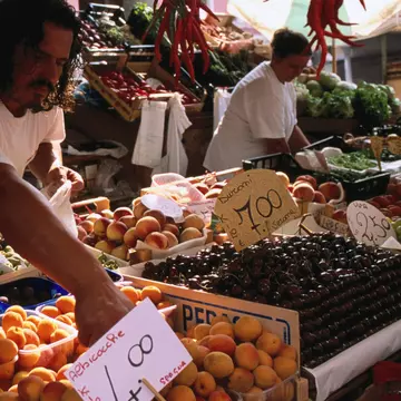 Fruit and vegetable stall at Rialto produce Market.