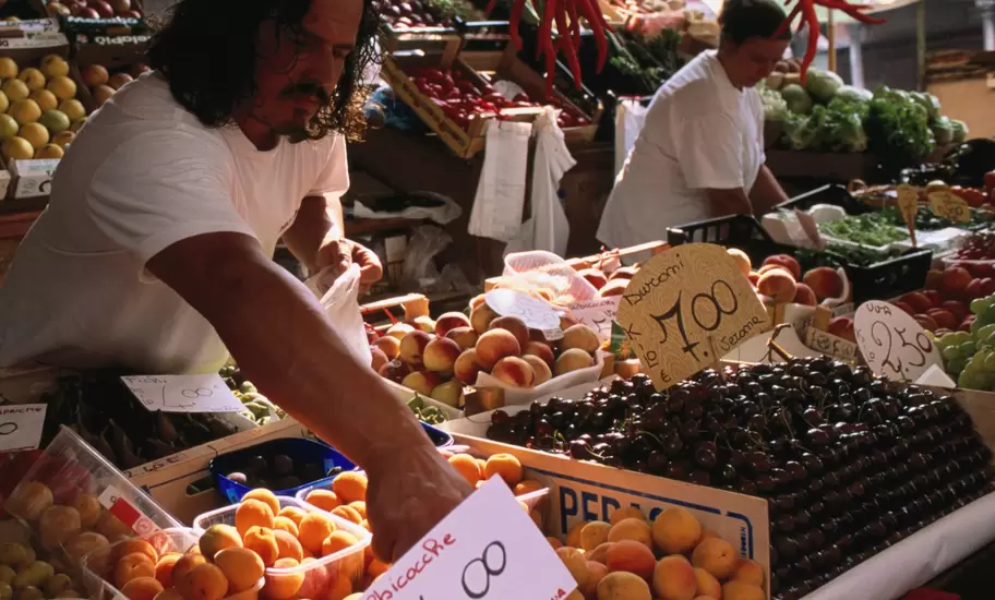Fruit and vegetable stall at Rialto produce Market.
