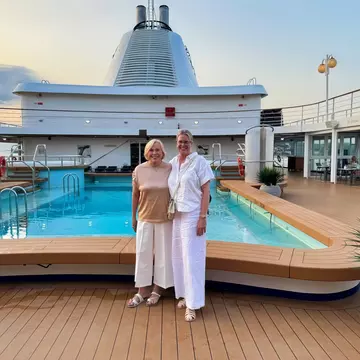Brekke Fletcher and her mother aboard the Silver Whisper, sailing from Croatia to Italy. Brekke Fletcher/Lonely Planet