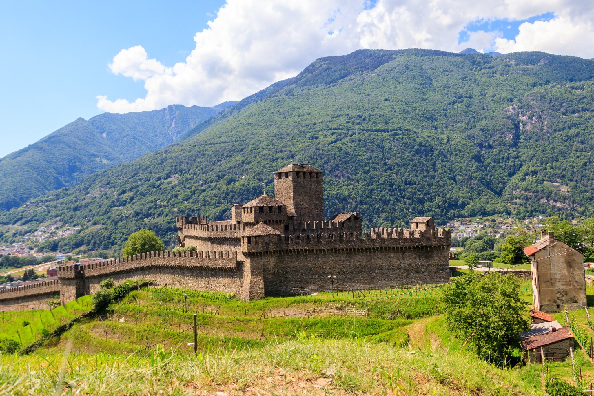Bellinzona, Switzerland - May 26, 2022: Montebello Castle in Bellinzona, Switzerland. UNESCO World Heritage Site