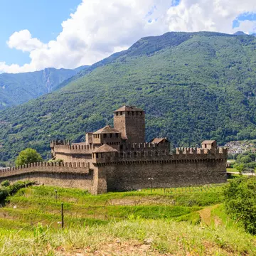 Bellinzona, Switzerland - May 26, 2022: Montebello Castle in Bellinzona, Switzerland. UNESCO World Heritage Site