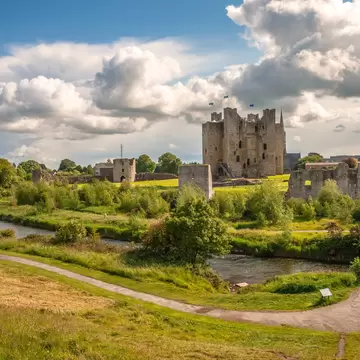 Trim Castle on the south bank of the River Boyne in Trim, County Meath, Ireland. 