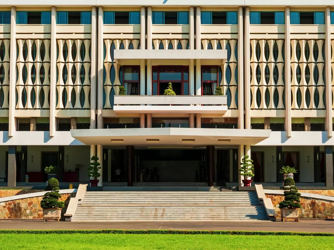 Exterior view of the Independence Palace or Reunification Palace in Ho Chi Minh City, Vietnam.