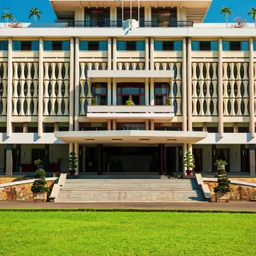 Exterior view of the Independence Palace or Reunification Palace in Ho Chi Minh City, Vietnam.