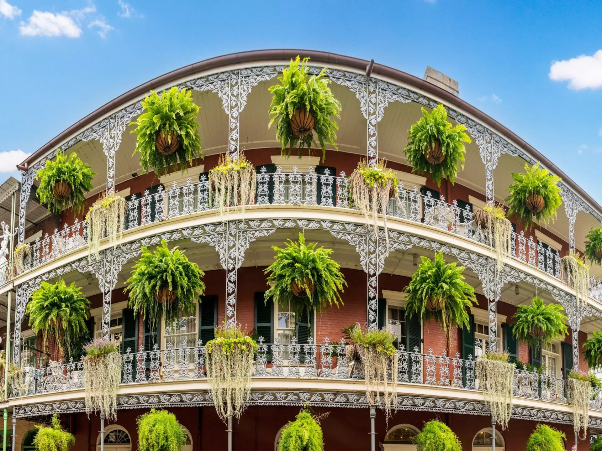 Traditional New Orleans building in the French Quarter.  Shutterstock