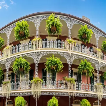 Traditional New Orleans building in the French Quarter.  Shutterstock