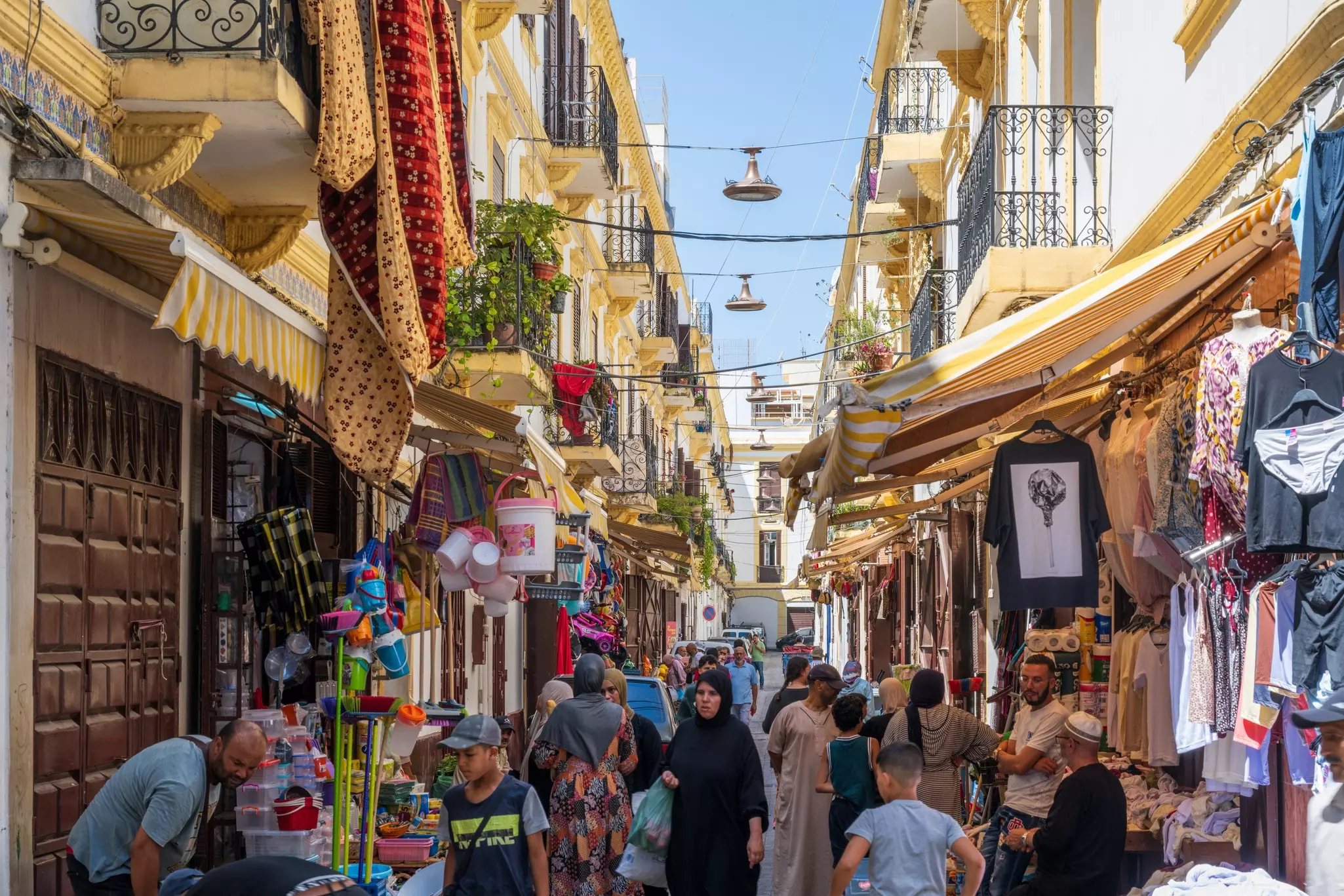 The bustling street markets in Tangier