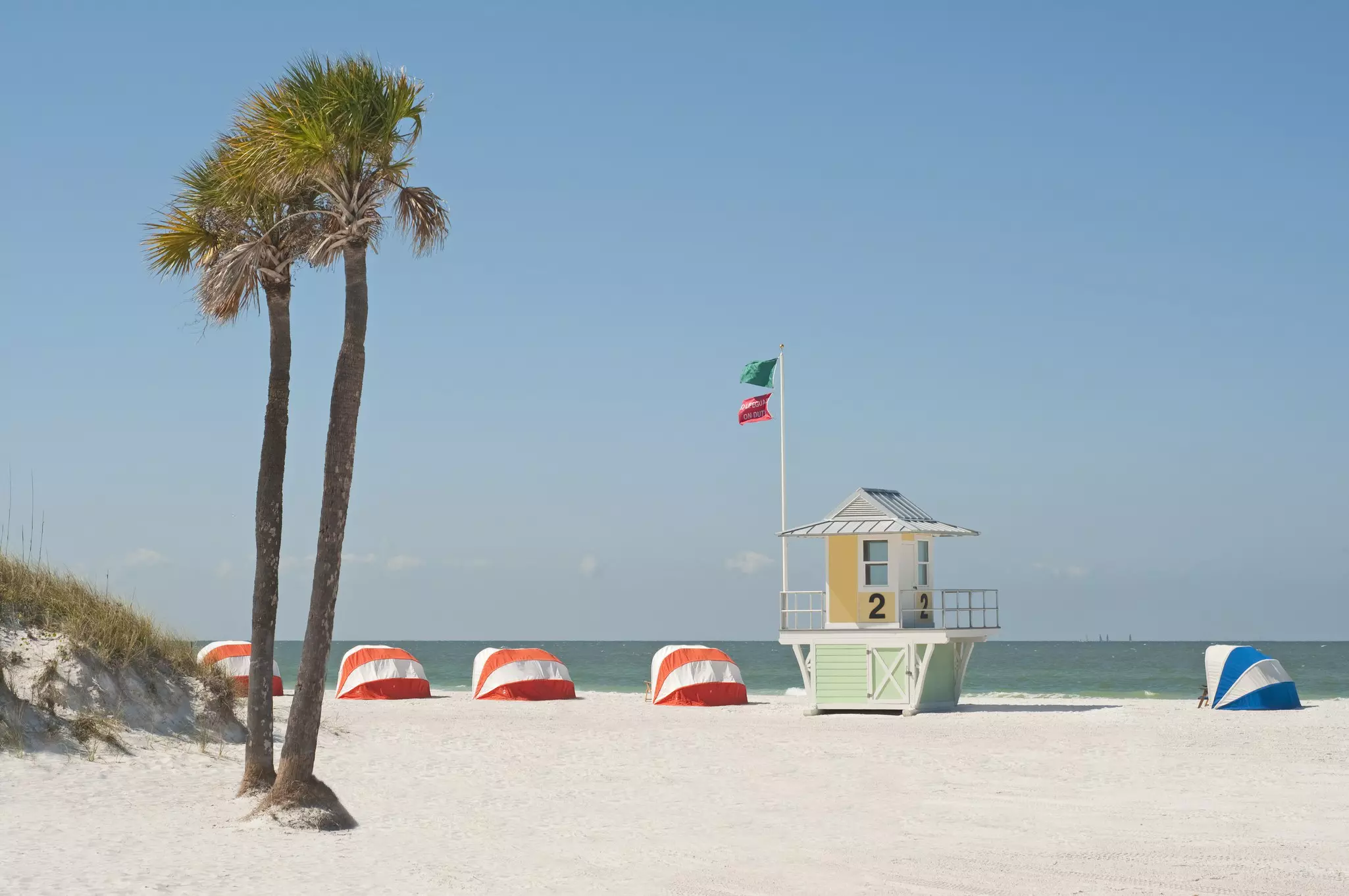 Lifeguard station on Clearwater Beach, Fl. No lifeguard on duty.