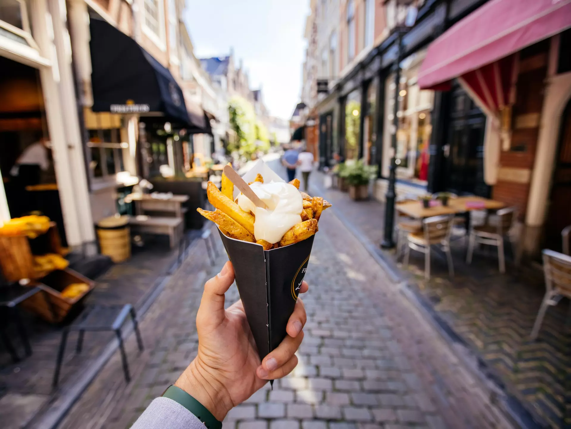 Dutch fries with mayo on an Amsterdam street. Alexander Spatari/Getty Images