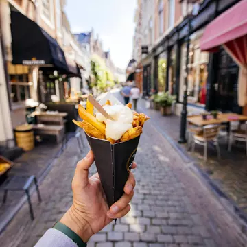 Dutch fries with mayo on an Amsterdam street. Alexander Spatari/Getty Images