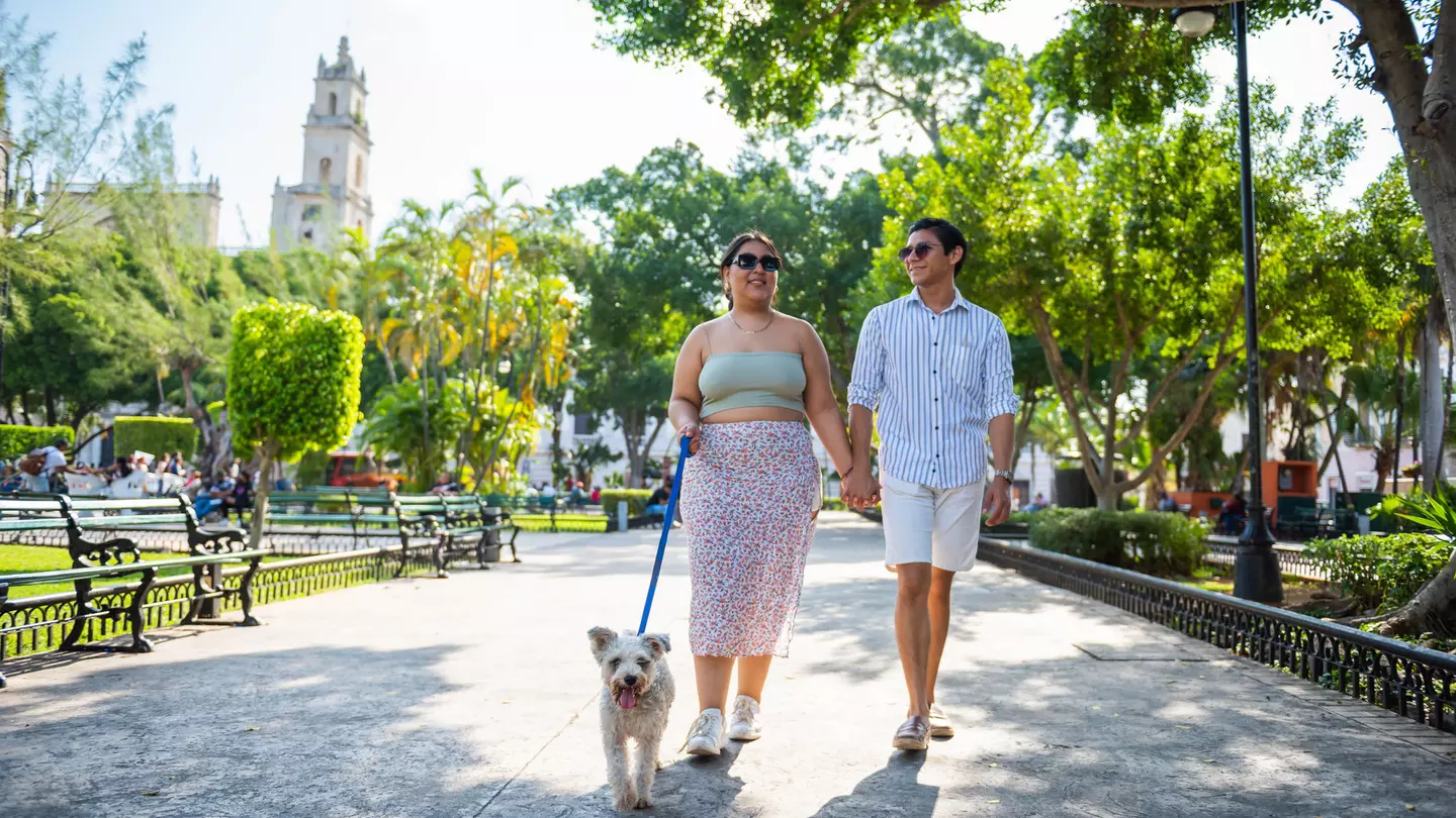 Young couple traveling in Merida Mexico