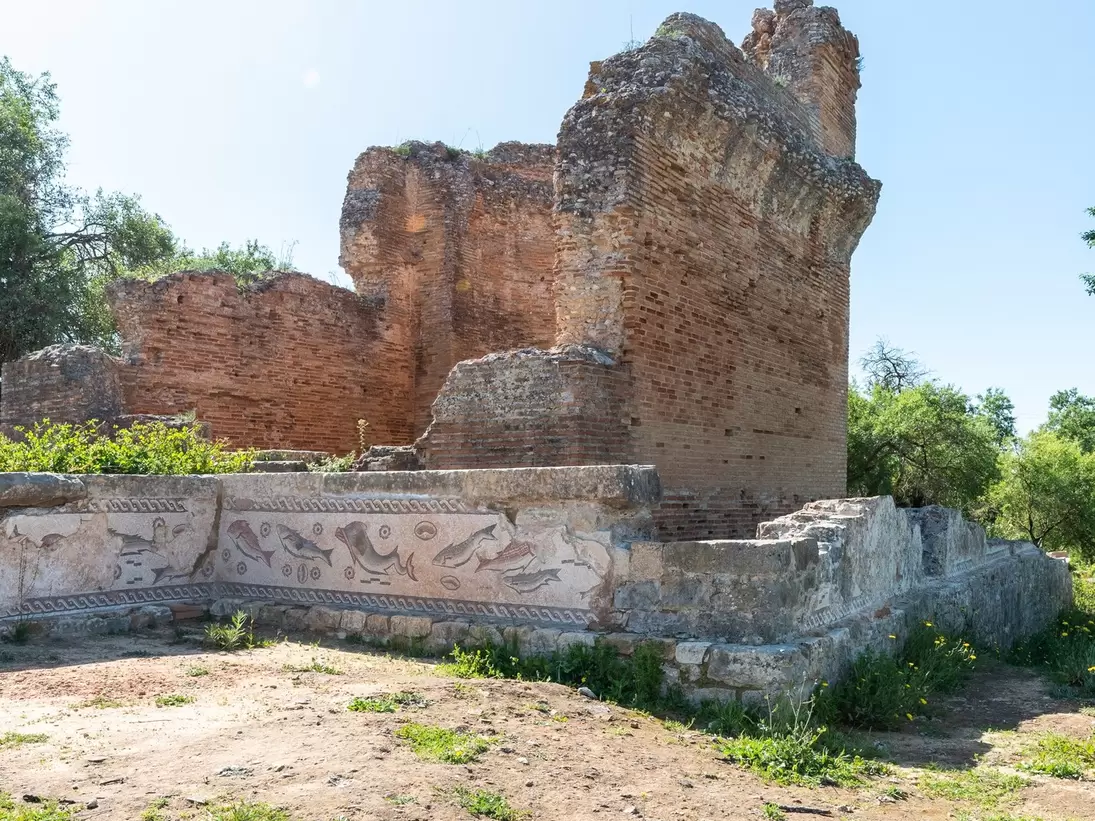 View of the Milreu Roman Ruins in Portugal.