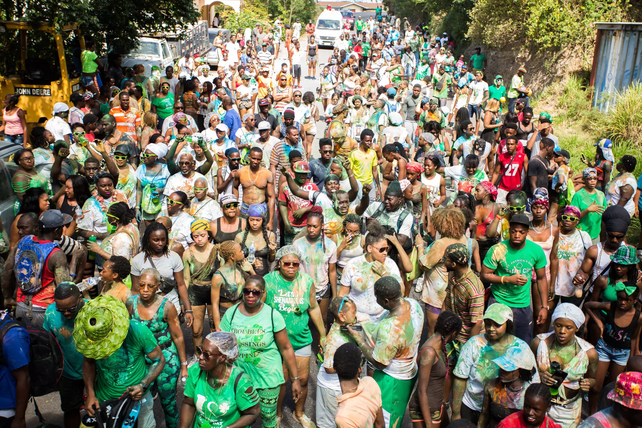 Leprechaun's Dust is a morning street party with added color © Montserrat Tourism Board