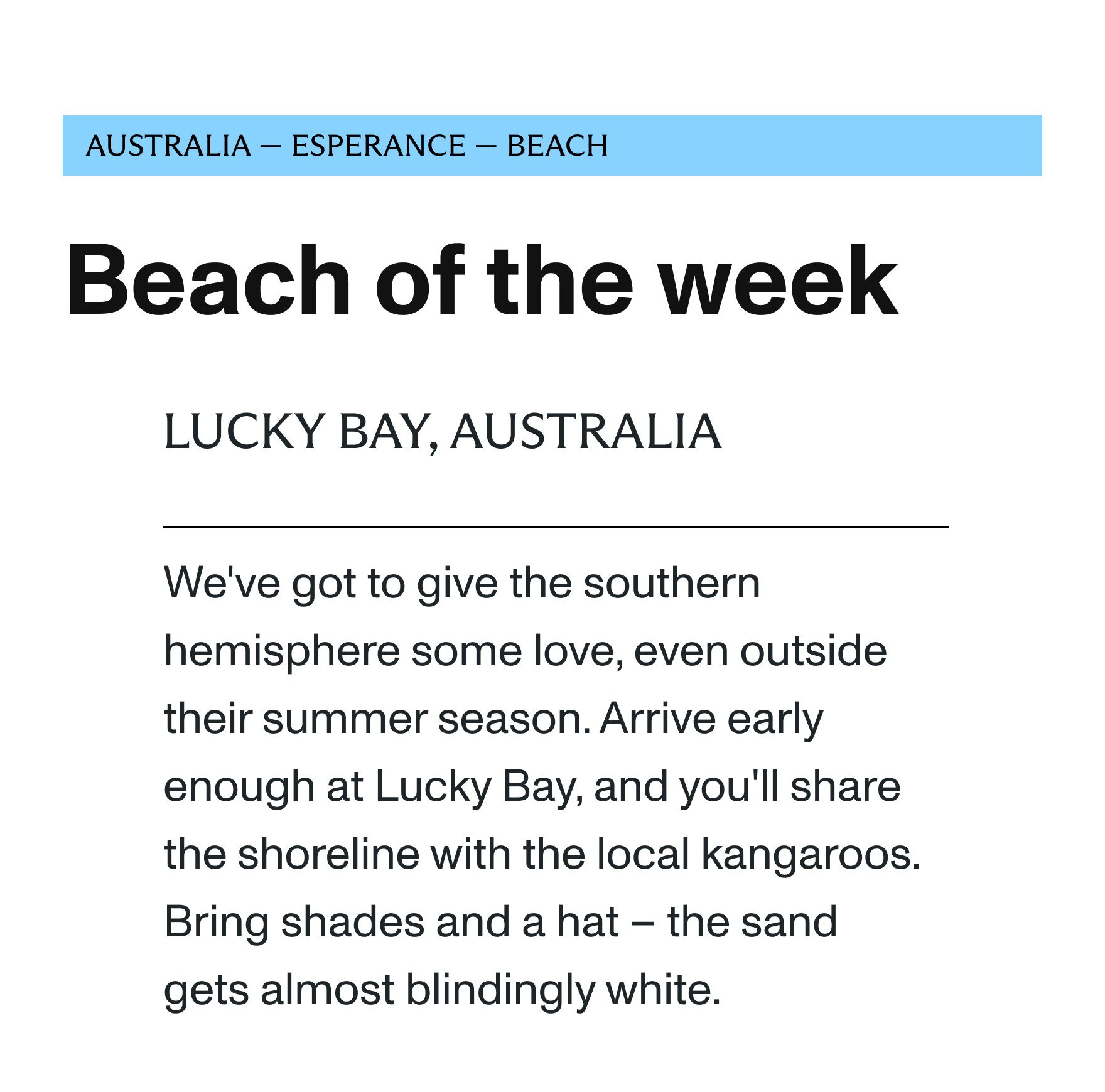 Beach of the week