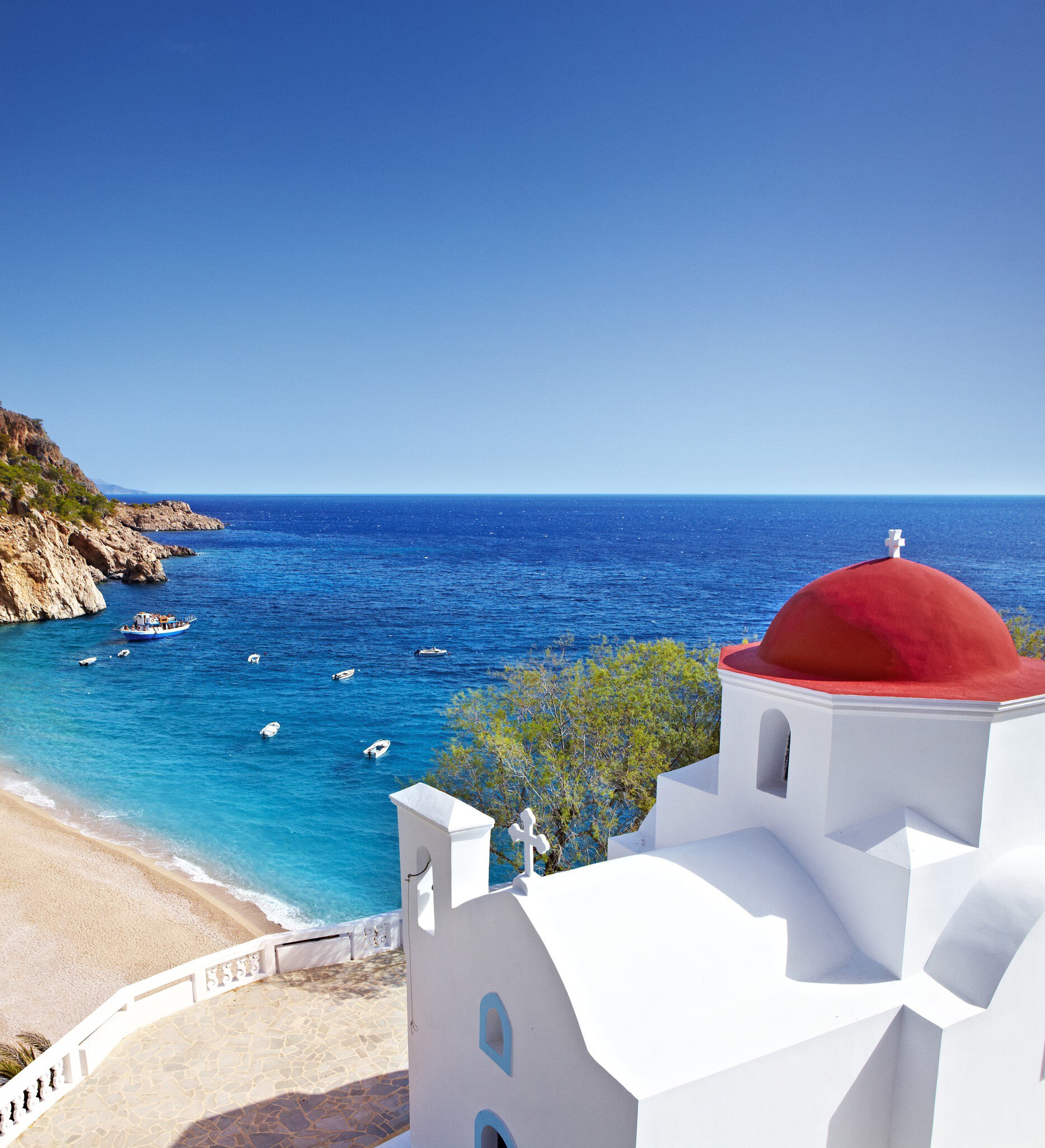 Red domed church above Kyra Panagia.