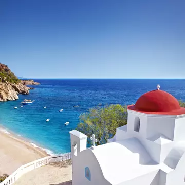 Red domed church above Kyra Panagia.