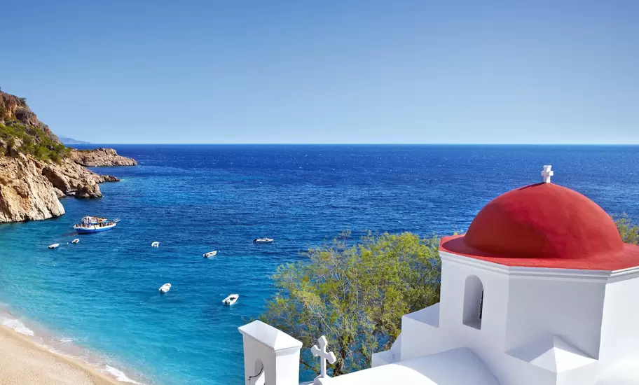 Red domed church above Kyra Panagia.