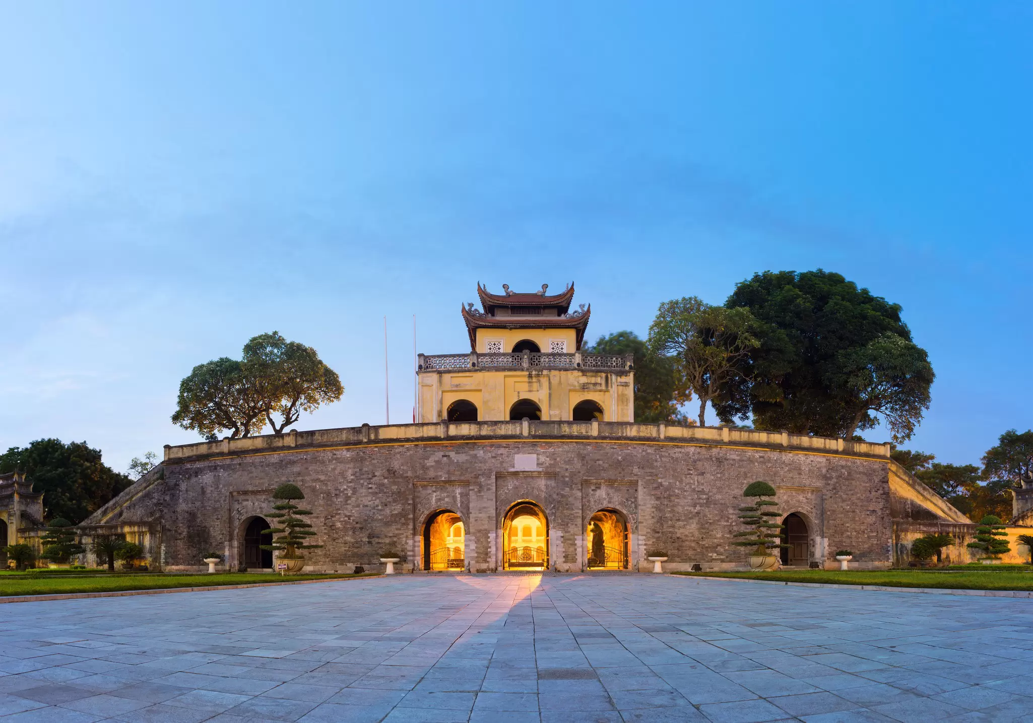 Panorama Central sector of Imperial Citadel of Thang Long,the cultural complex comprising the royal enclosure first built during the Ly Dynasty
