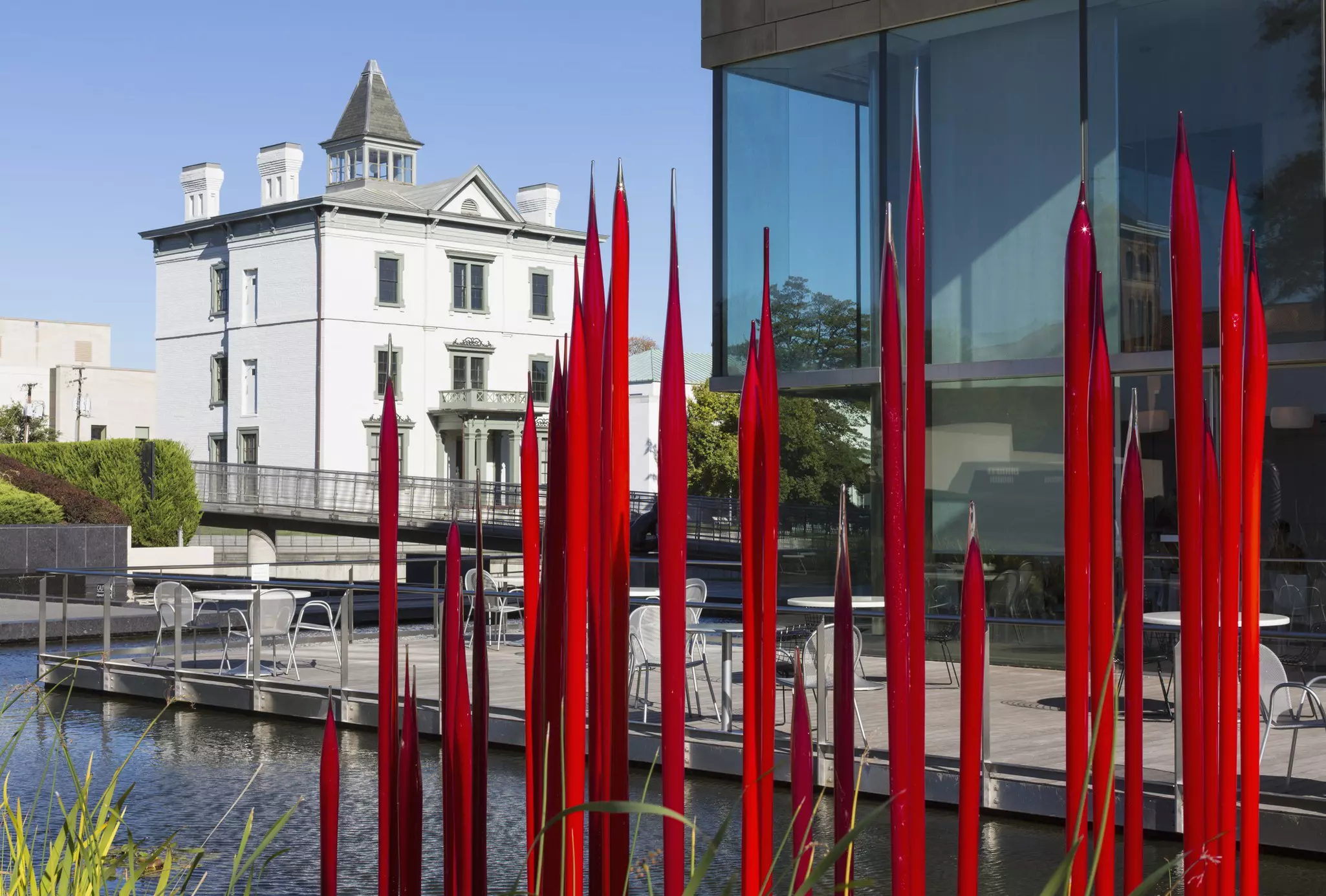 Dale Chihuly's glass reed sculpture at the Virginia Museum of Fine Arts VMFA in Richmond, Virginia.