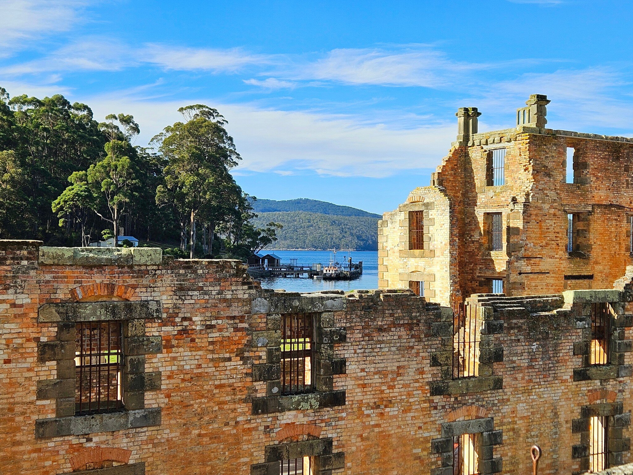 View of a brick wall at the Port Arthur Historical Site in Tasmania.