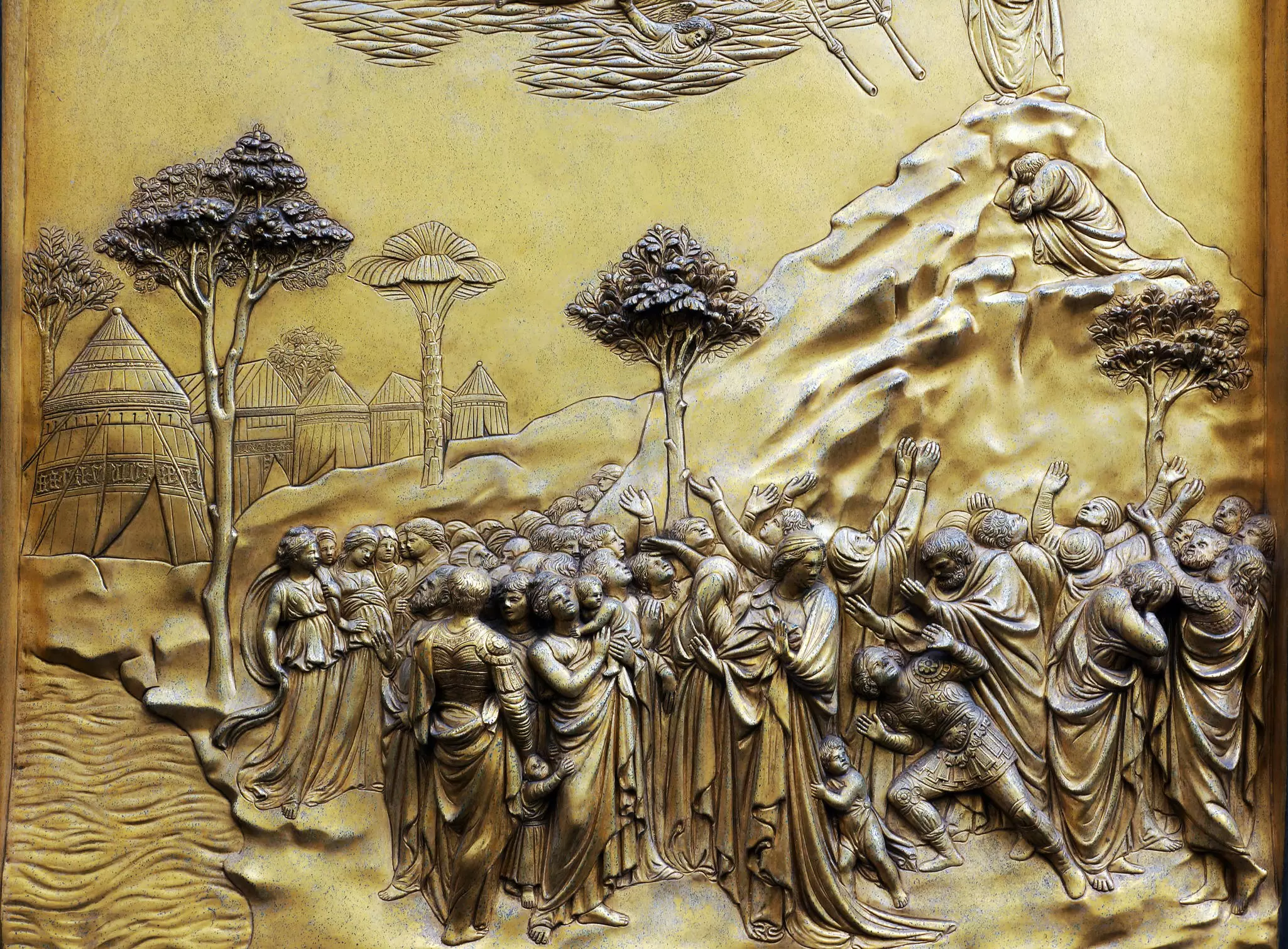 The Porta del Paradiso (Gates to Paradise), designed by Lorenzo Ghiberti, in the Battistero di San Giovanni in Florence, Italy.
